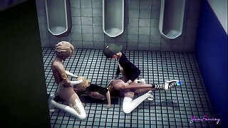 Femboy Yaoi - Trine Sam is Fucked apart from 2 Femboys fro a Toilet, suck dig up and anal and they cum fro his ass and indiscretion