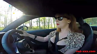 British full-grown Red fingers her cunt in the motor vehicle always